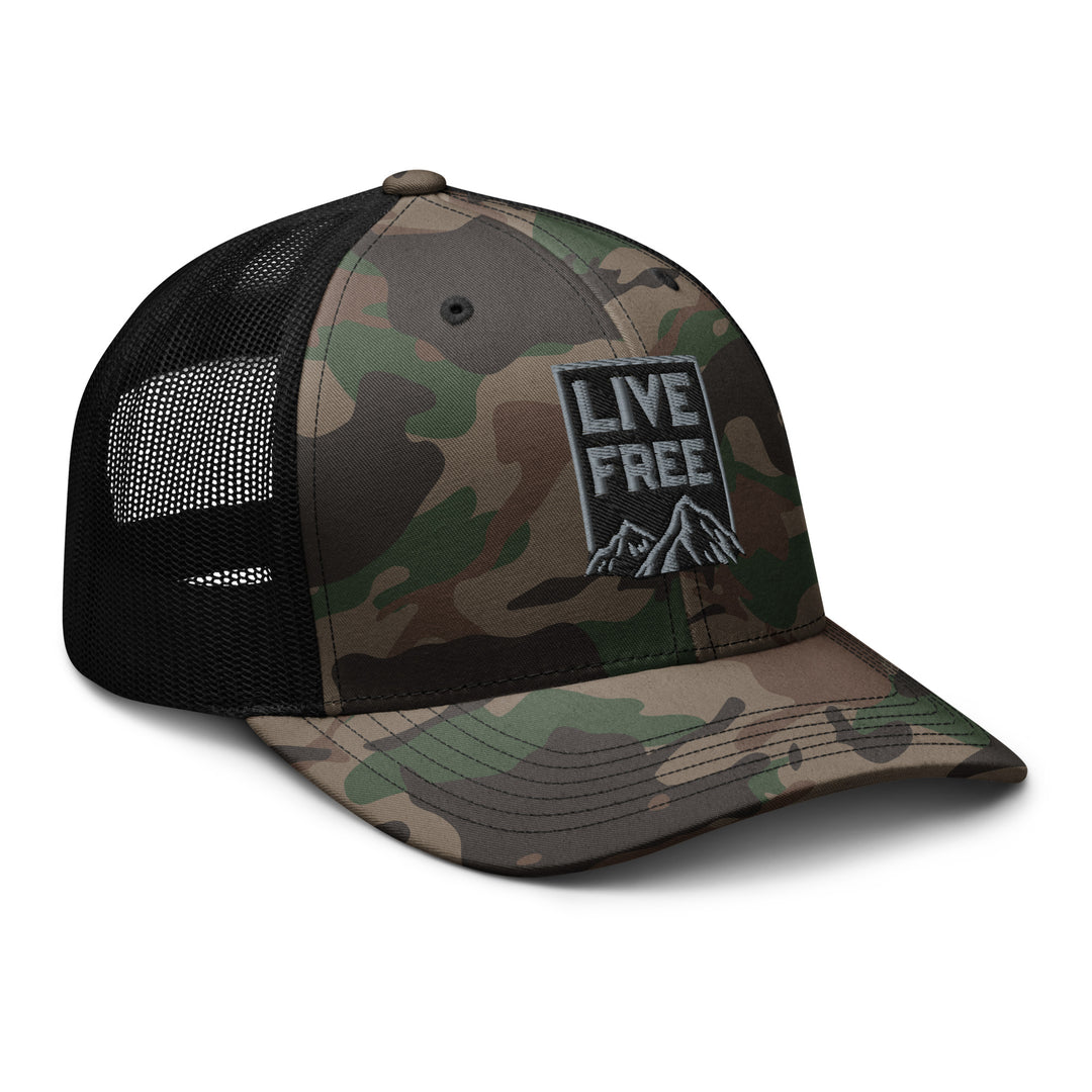 Postage Stamp Camo trucker hat